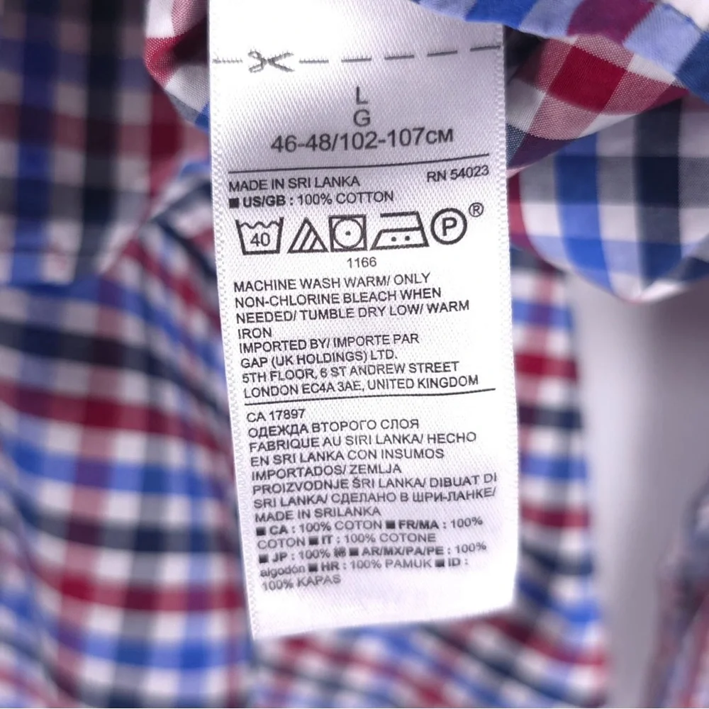 BANANA‎ REPUBLIC 120s SUPIMA COTTON GRANT FIT Plaid Multi Button up Shirt LARGE